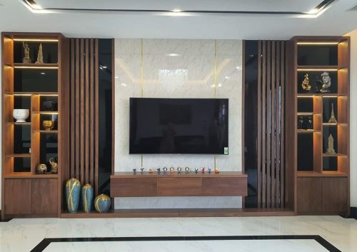 Làm Vách Tivi Phòng Khách Chung Cư