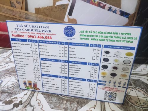 Làm biển menu trà sữa