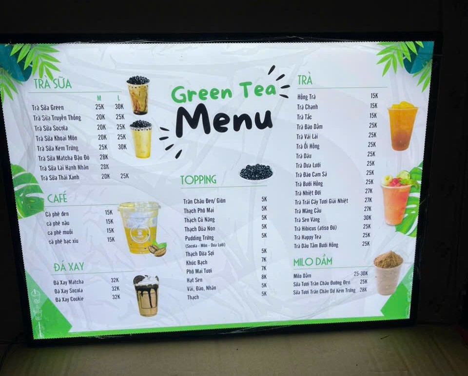 Bán menu quảng cáo quán trà sữa