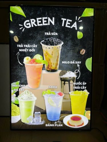 Mẫu menu quán trà sữa trà tranh đèn led đẹp