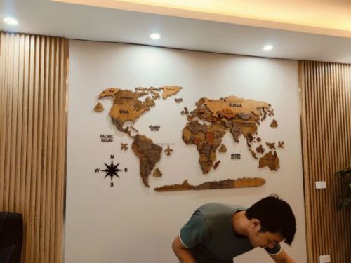 Bản đồ thế giới tường phòng giám đốc