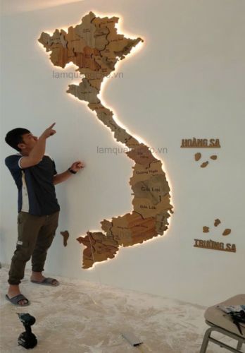 Bản đồ việt nam treo tường gắn đèn led mẫu mới 34 tỉnh thành