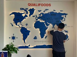 Mẫu bản đồ thế giới treo tường đèn led đẹp